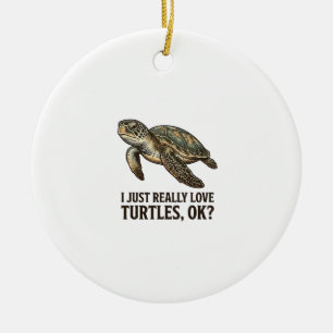 Vintage Turtle Lover Funny Sea Turtle Shirt_1 Ceramic Ornament