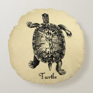 VINTAGE TURTLE ROUND PILLOW