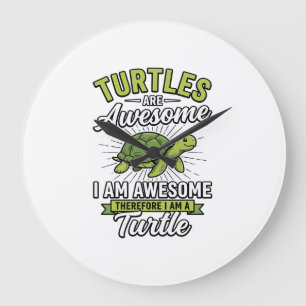 Vintage Turtles Are Awesome Funny Turtle Shirt_1 Large Clock