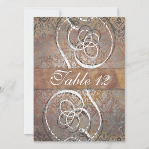 Vintage Tuscan Damask Elegant Table Number Cards