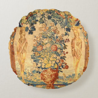 Vintage Tuscan Floral Round Pillow