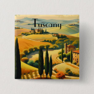 Vintage Tuscany Countryside Custom Text 2 Inch Square Button