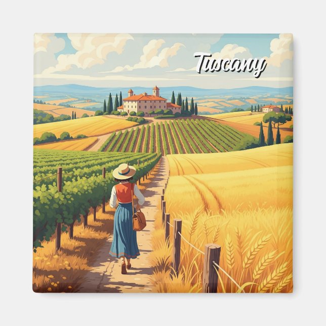 Vintage Tuscany Italy Countryside Magnet (Front)
