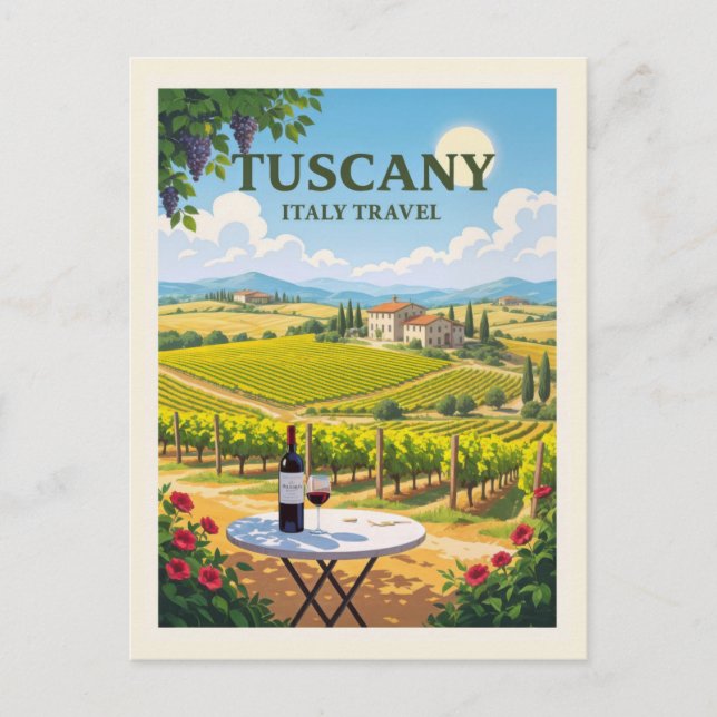 Vintage Tuscany Italy Italian Vineyard Villa Wine Postcard (Front)