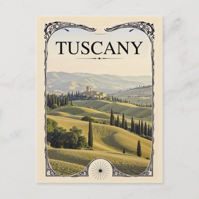 Vintage Tuscany Italy Villa Vineyard Travel Postcard (Front)