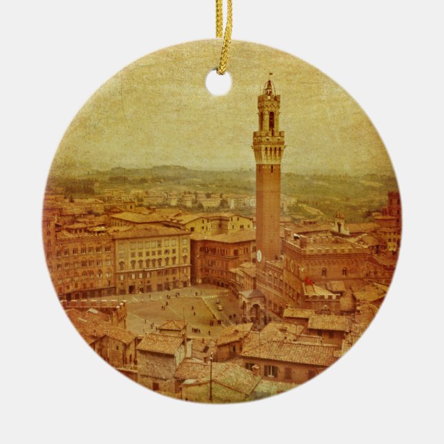 Vintage Tuscany, medieval Siena Ceramic Ornament (Front)