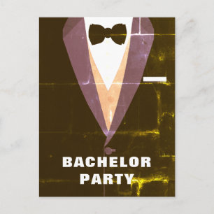 Vintage Tuxedo Bachelor Party Invitation Postcard