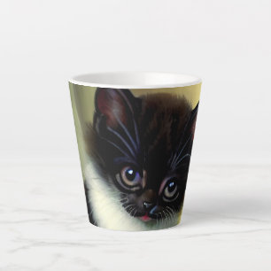 Vintage Tuxedo Kitten Illustration Latte Mug