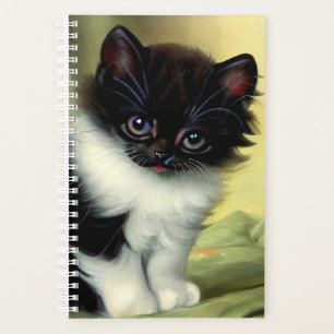 Vintage Tuxedo Kitten Illustration Planner