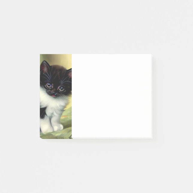 Vintage Tuxedo Kitten Illustration Post-it Notes (Front)