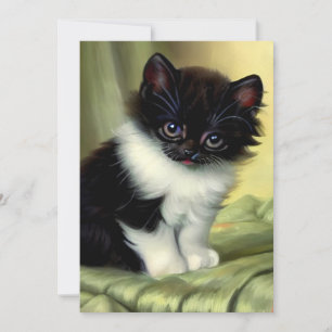 Vintage Tuxedo Kitten Illustration Save The Date