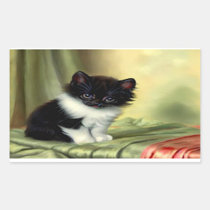 Vintage Tuxedo Kitten Illustration Sticker