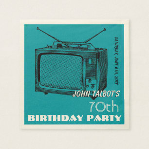 Vintage TV 70th Birthday Party Paper Napkin