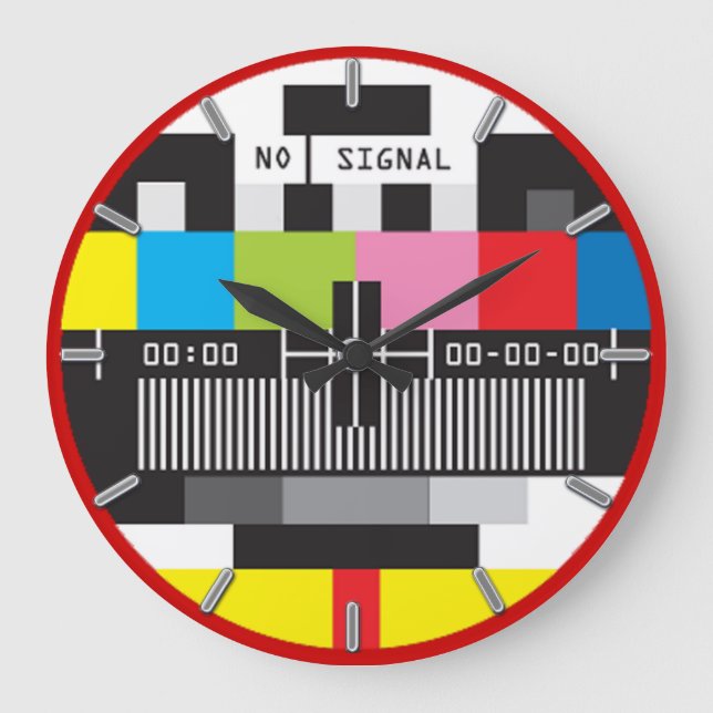 vintage tv no signal card clock round (Front)