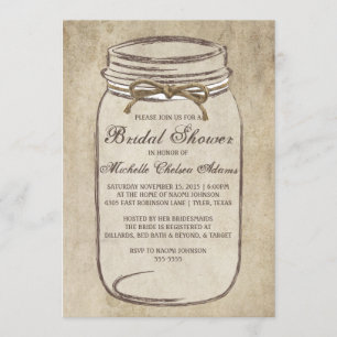 Vintage Twine Mason Jar Bridal Shower Invitation