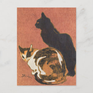 Vintage Two Cats Painting Steinlen Postcard