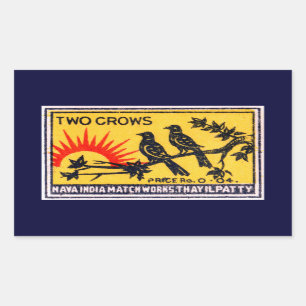 Vintage Two Crows Match Label