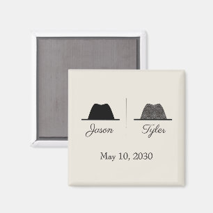 Vintage Two Grooms Gay Wedding Favour Magnet