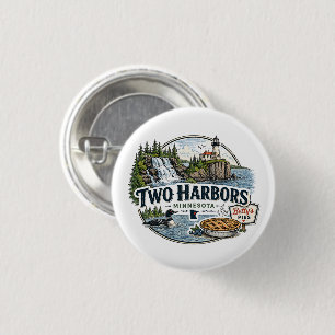 Vintage Two Harbours Minnesota North Shore 1 Inch Round Button