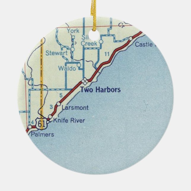 Vintage Two Harbours MN Ceramic Ornament (Back)