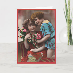 Vintage Two Little Girls Friendship Card