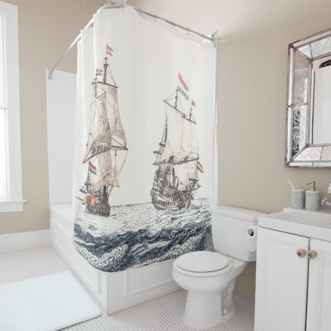 Vintage Two Sailing Ships At Sea Johan Teyler  (In Situ)