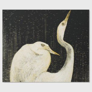 Vintage Two white egrets Illustration Wrapping Paper