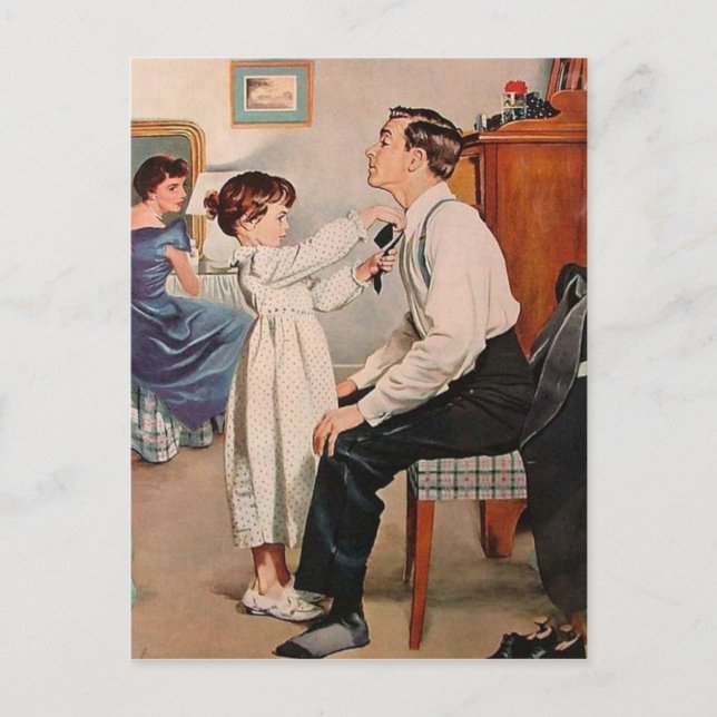 Vintage Tying Daddys Tie Postcard (Front)