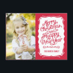 Vintage Type Holiday Photo Card Postcard<br><div class="desc">Celebrate the season with this modern and stylish holiday postcard from Berry Berry Sweet.</div>