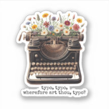 Vintage Typewriter and Wildflowers Sticker