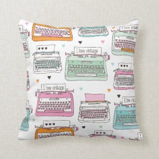 Vintage typewriter art pillow