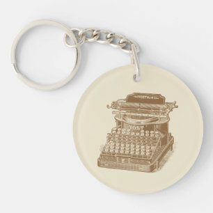 Vintage Typewriter Brown Type Writting Machine Keychain