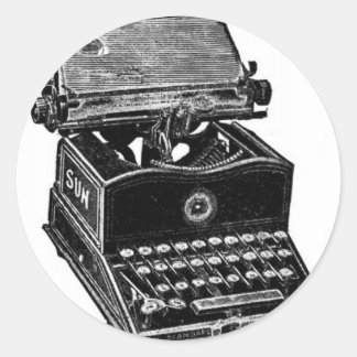 VINTAGE TYPEWRITER CLASSIC ROUND STICKER