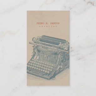 Vintage Typewriter Cool Blue Retro Modern Simple Business Card