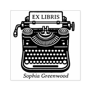 Vintage Typewriter -  Ex Libris Rubber Stamp