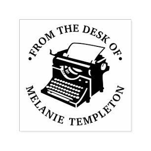 Vintage Typewriter “From the desk of” Name Round Self-inking Stamp
