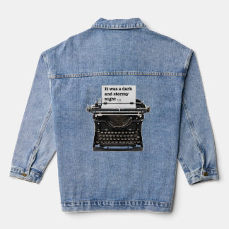 Vintage typewriter It was a dark and stormy night Denim Jacket