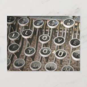 Vintage Typewriter Keys "I Love You" Postcard