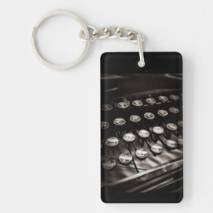 Vintage Typewriter Keys in Black and White Keychain