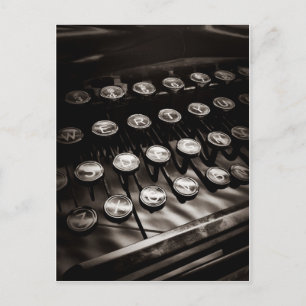 Vintage Typewriter Keys in Black and White Postcard