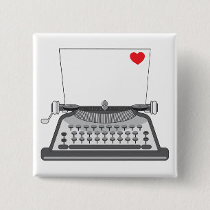 Vintage Typewriter Love Letter 2 Inch Square Button
