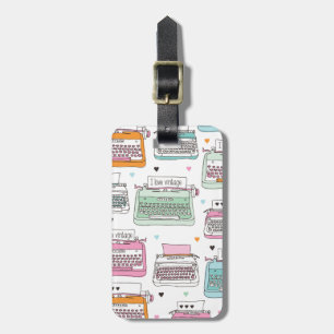 Vintage typewriter pattern travel luggage tag