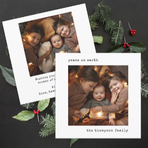 Vintage Typewriter Peace On Earth Christmas Photo Holiday Card