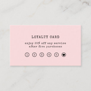Vintage Typewriter Text   Blush Pink Loyalty Card