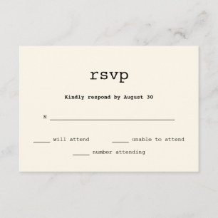 Vintage Typewriter Text Wedding RSVP Card
