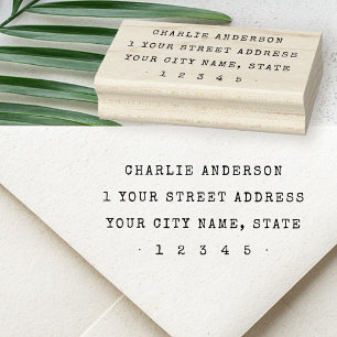 Vintage typewriter typography return address rubber stamp