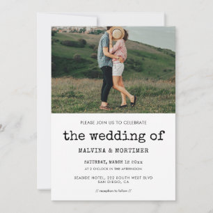 Vintage typewriter wedding photo invitation