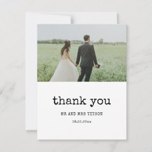 Vintage typewriter wedding photo thank you card