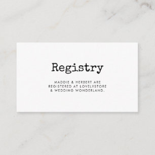 Vintage typewriter wedding registry card