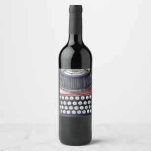 Vintage Typewriter Wine Label